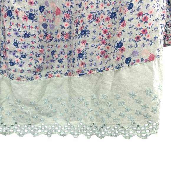 Zinka Floral Cotton Peasant Top Italian Embroidered Eyelet - Picture 9 of 9